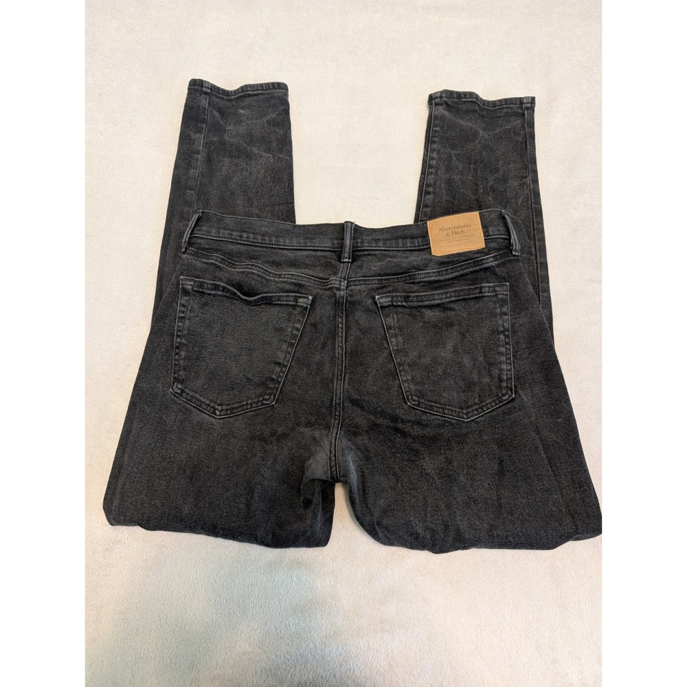 Abercrombie & Fitch Athletic Slim Jeans Mens 34x32 Black Stretch distressed - Picture 4 of 10